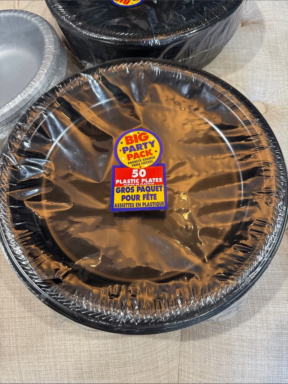 Black Flannel-Backed Vinyl Table Cover and Plate Bundle